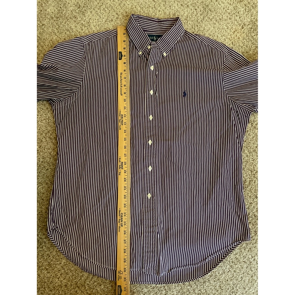 Ralph Lauren Men's Button Down 16.5 34/35 Purple Striped Classic Fit Shirt Pony - Picture 7 of 8